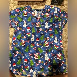 Christmas scrub top